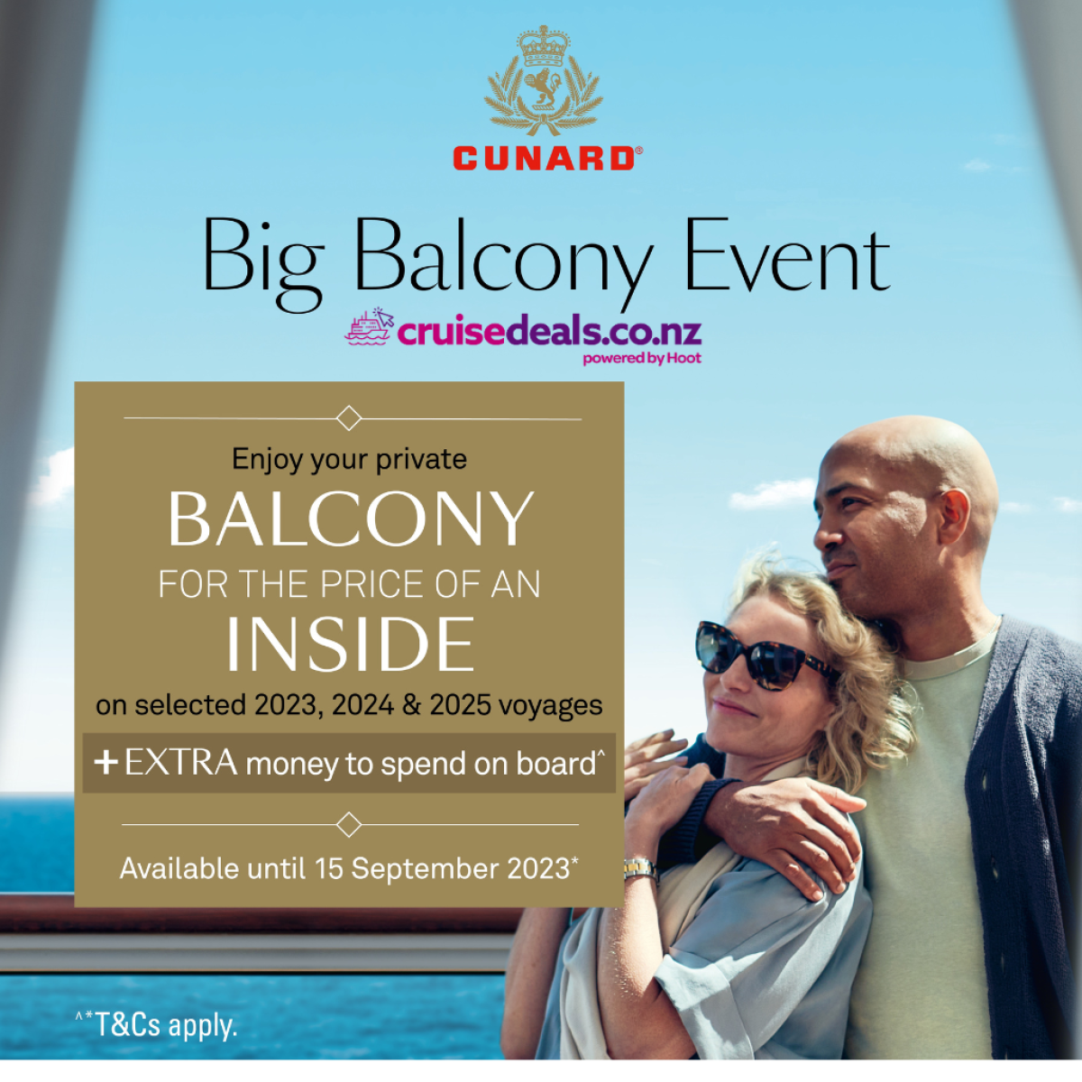 Cunard Big Balcony Sale & Bonus Spending Money