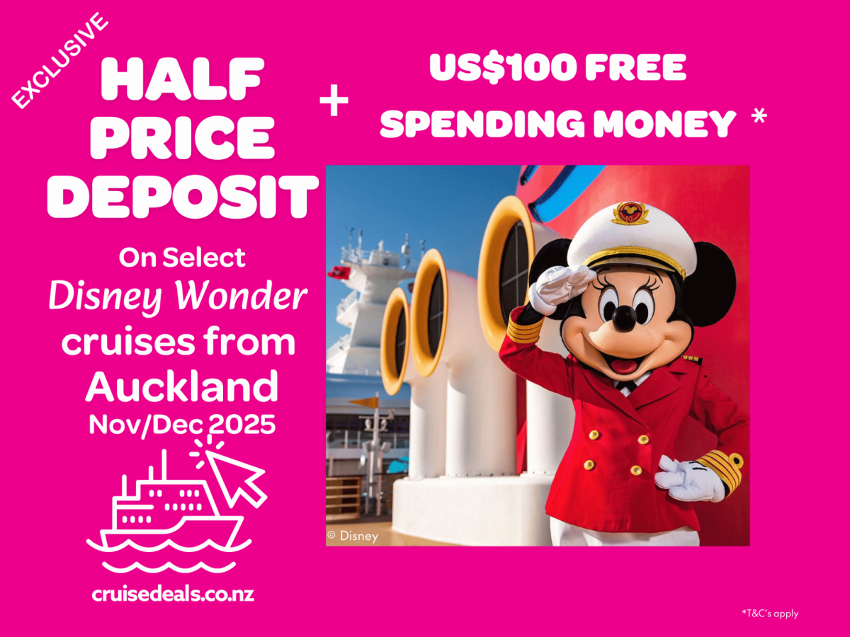 Disney Cruises from Auckland PLUS US$100 Free Spending Money