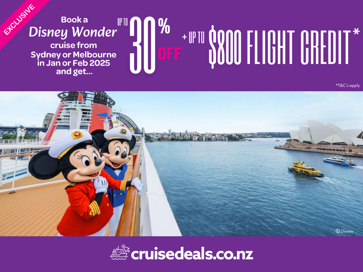 Save up to 30% Off Disney Cruises in Australia PLUS NZ$800 Flight Credit