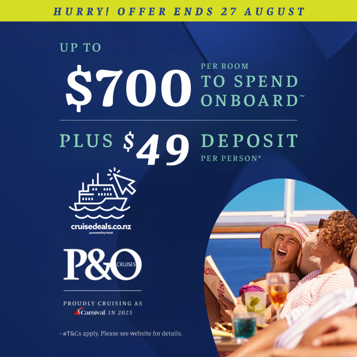 P&O Cruises with up to AU$700 Free Cruise Cash & $49 Deposits