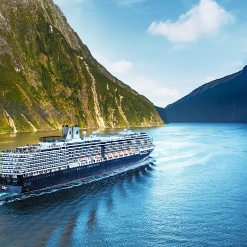 Holland America ship in Milford Sound New Zealand