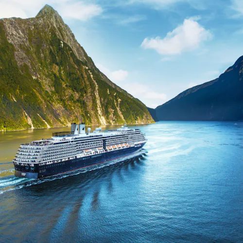 Holland America ship in Milford Sound New Zealand